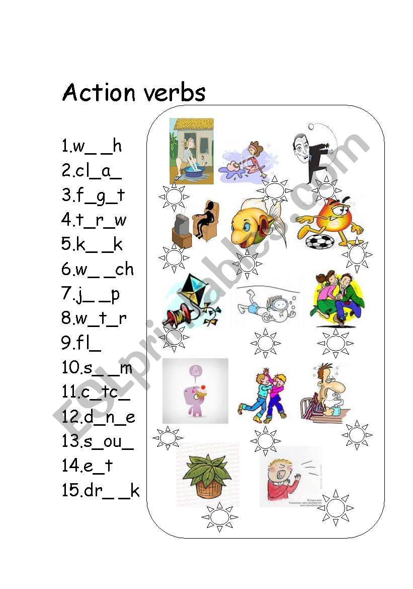 action verb and collocation worksheet