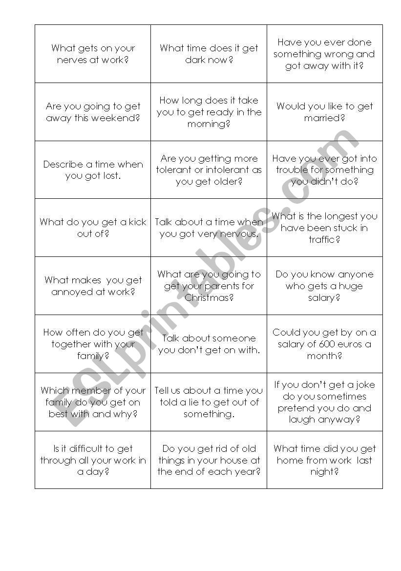 GET conversation cards worksheet