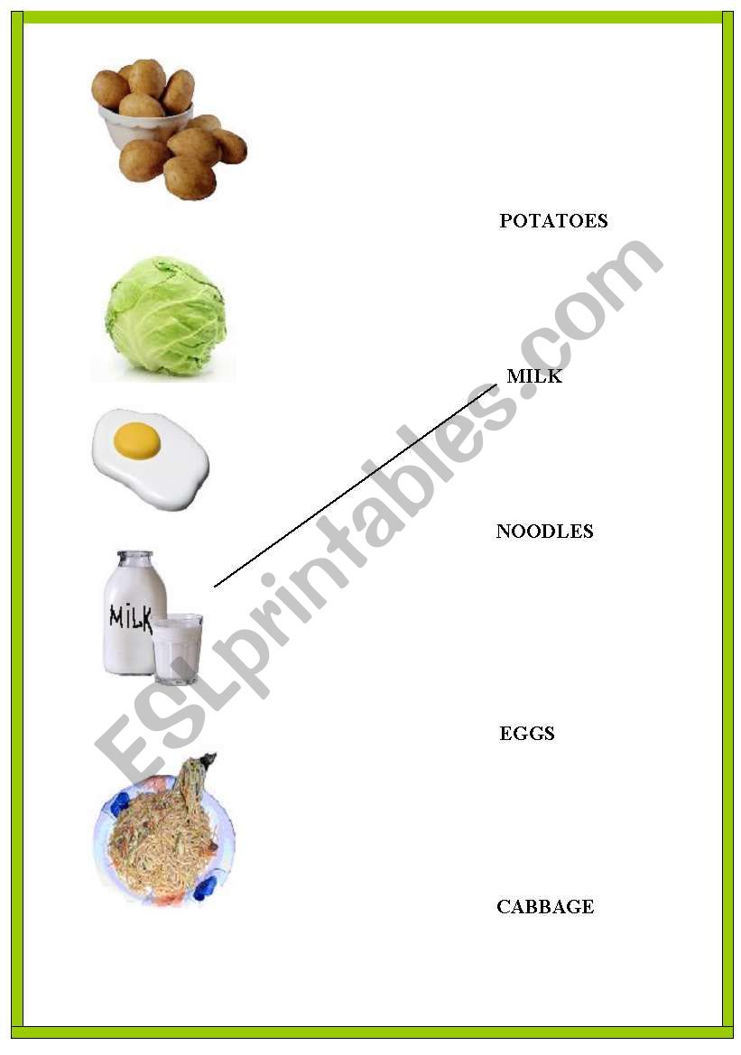 food matching game worksheet