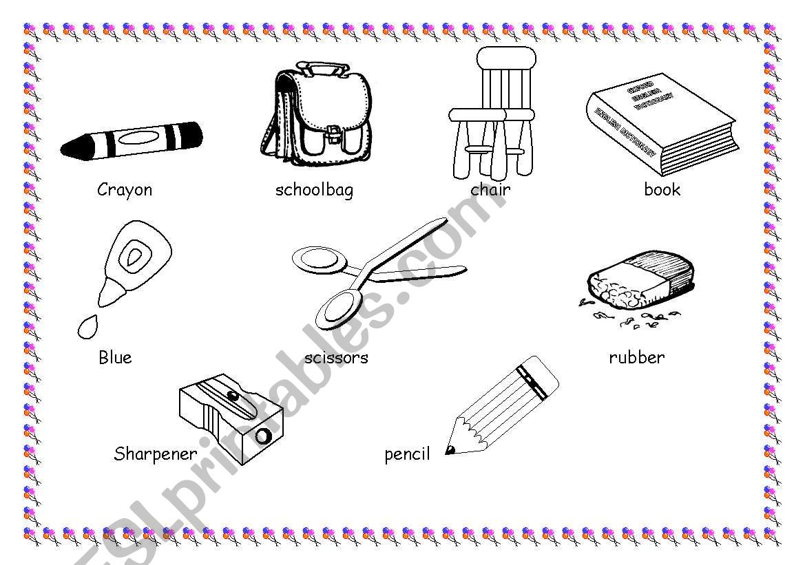 classroom objects worksheet