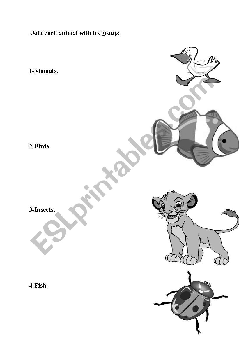 animal groups worksheet