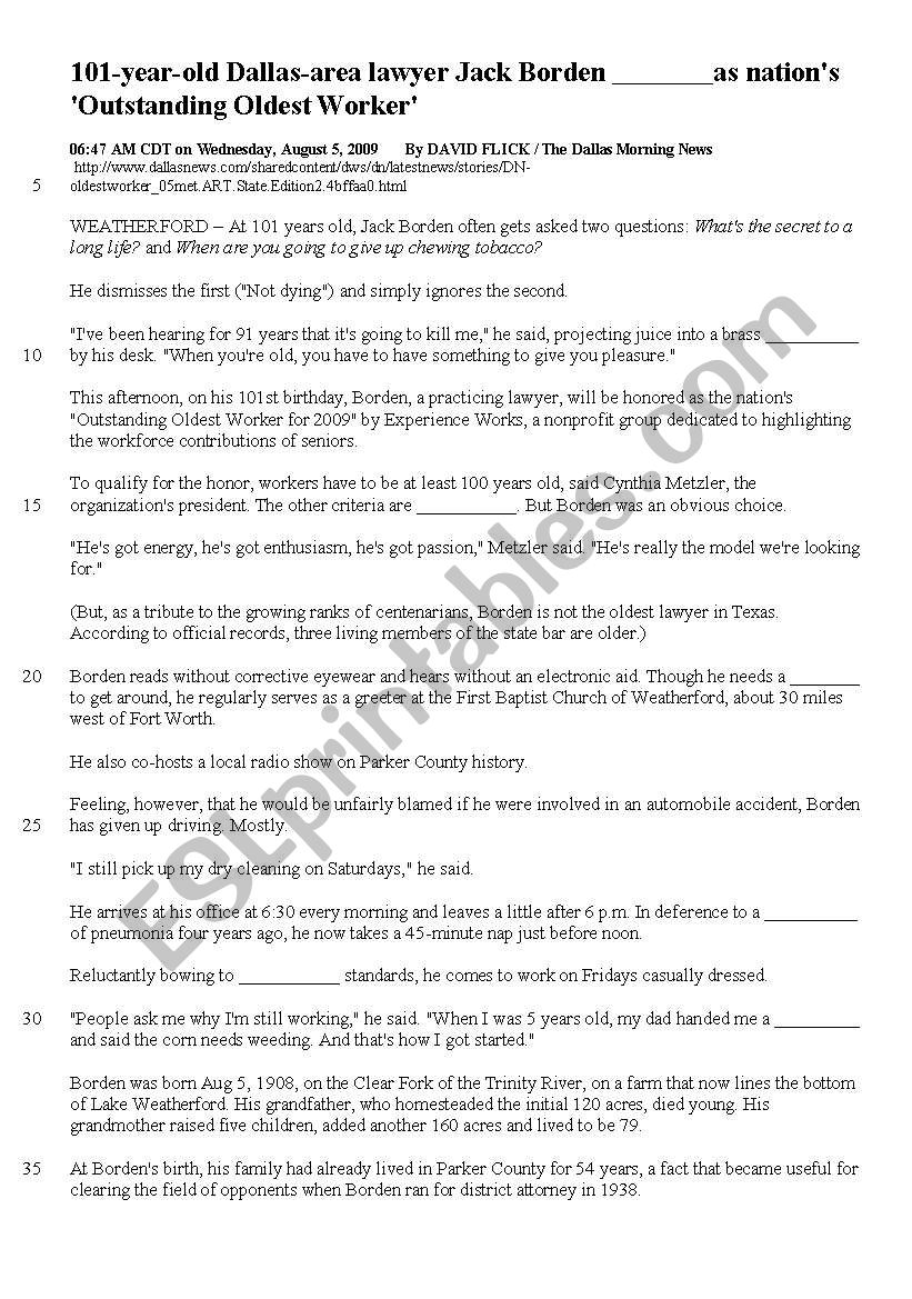 Article, authentic materials, vocabulary 