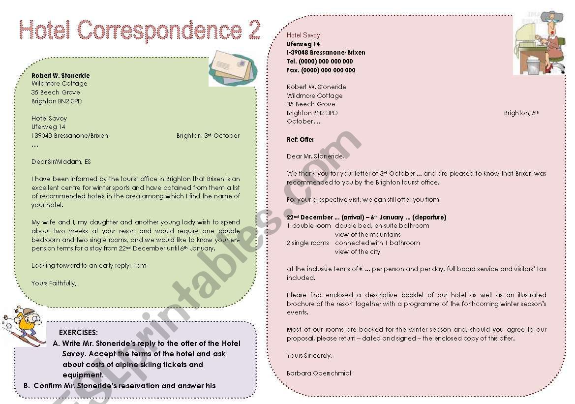 Hotel Correspondence 2 (Hotel letter with exercises - b/w version included) 
