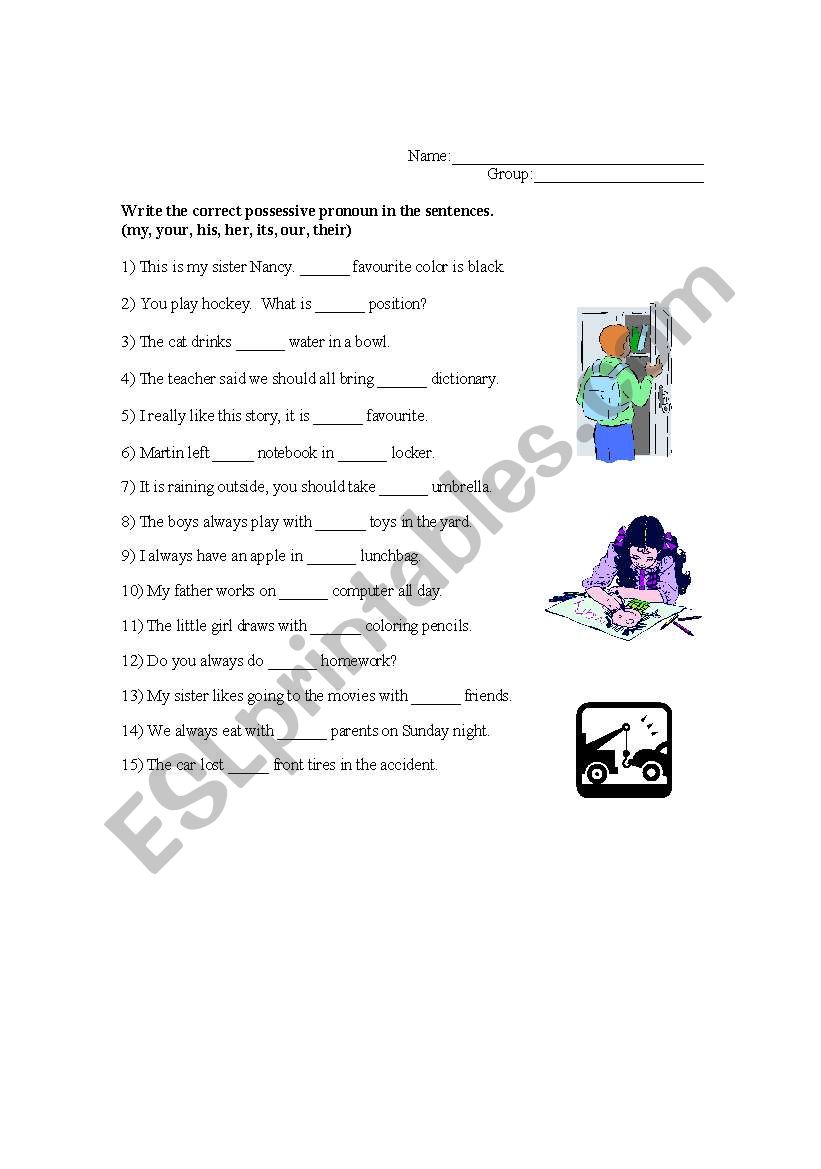 Possessive Pronouns worksheet