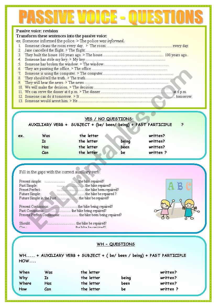 PASSIVE VOICE - questions worksheet