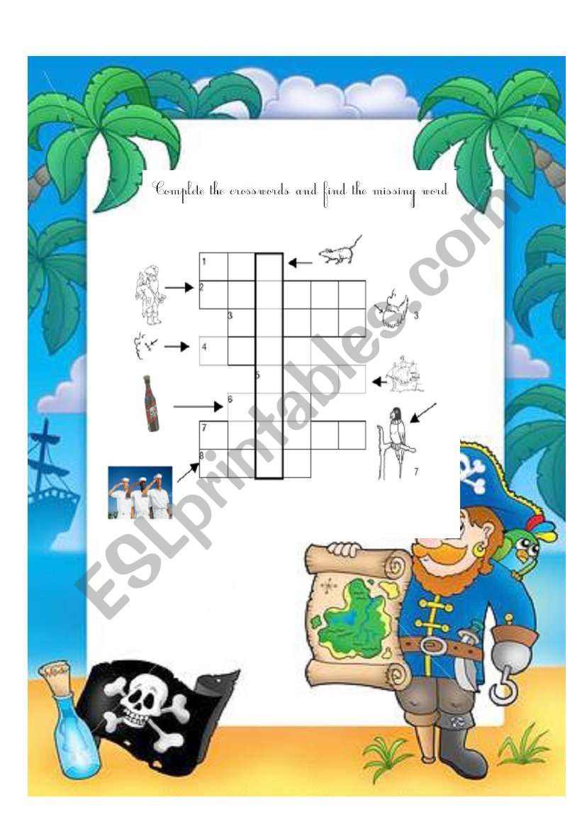 pirates crosswords worksheet