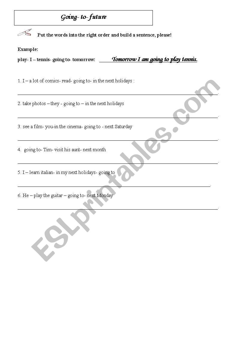 GONG TO FUTURE TENSE worksheet