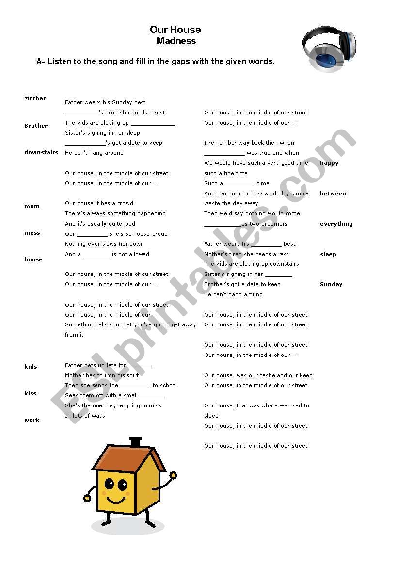 song Our House  worksheet