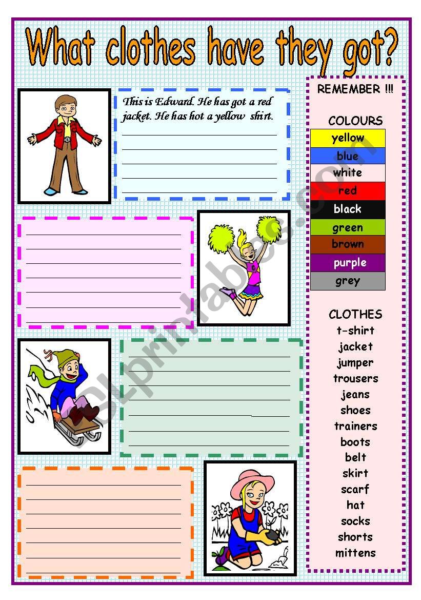 What clothes have they got? worksheet