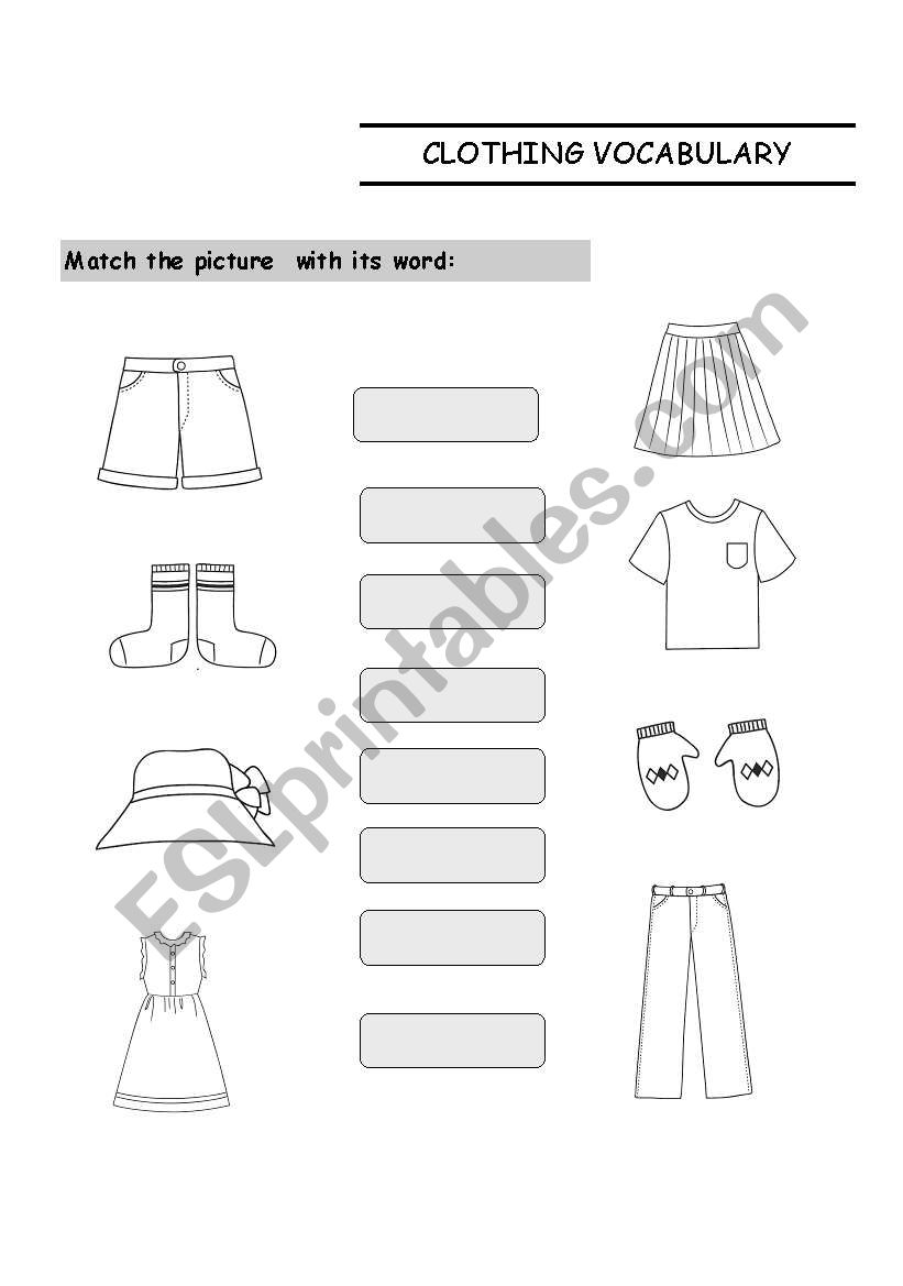 Clothing Vocabulary worksheet