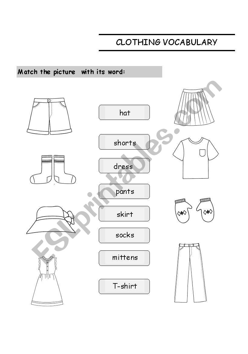 clothing vocabulary worksheet