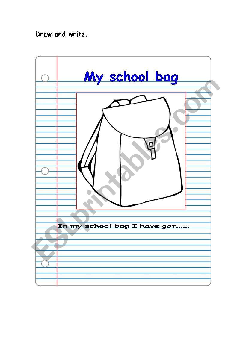 My school bag worksheet