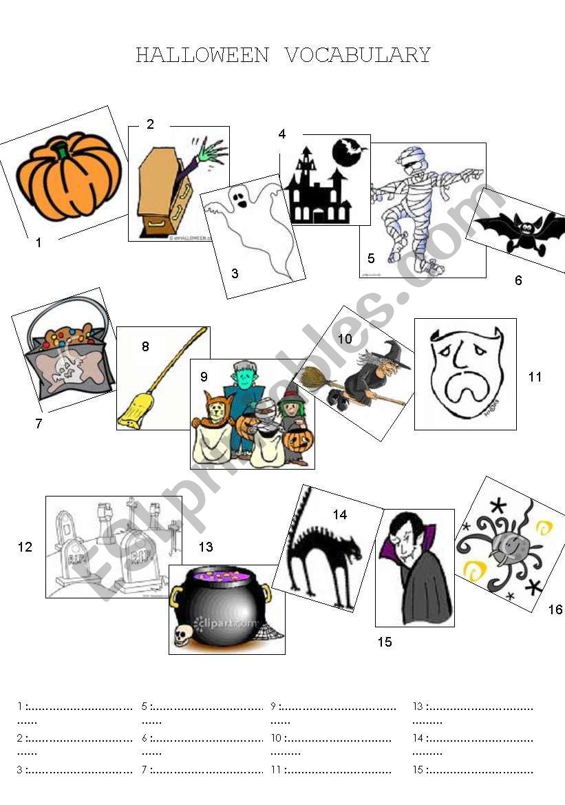 Halloween Vocabulary worksheet