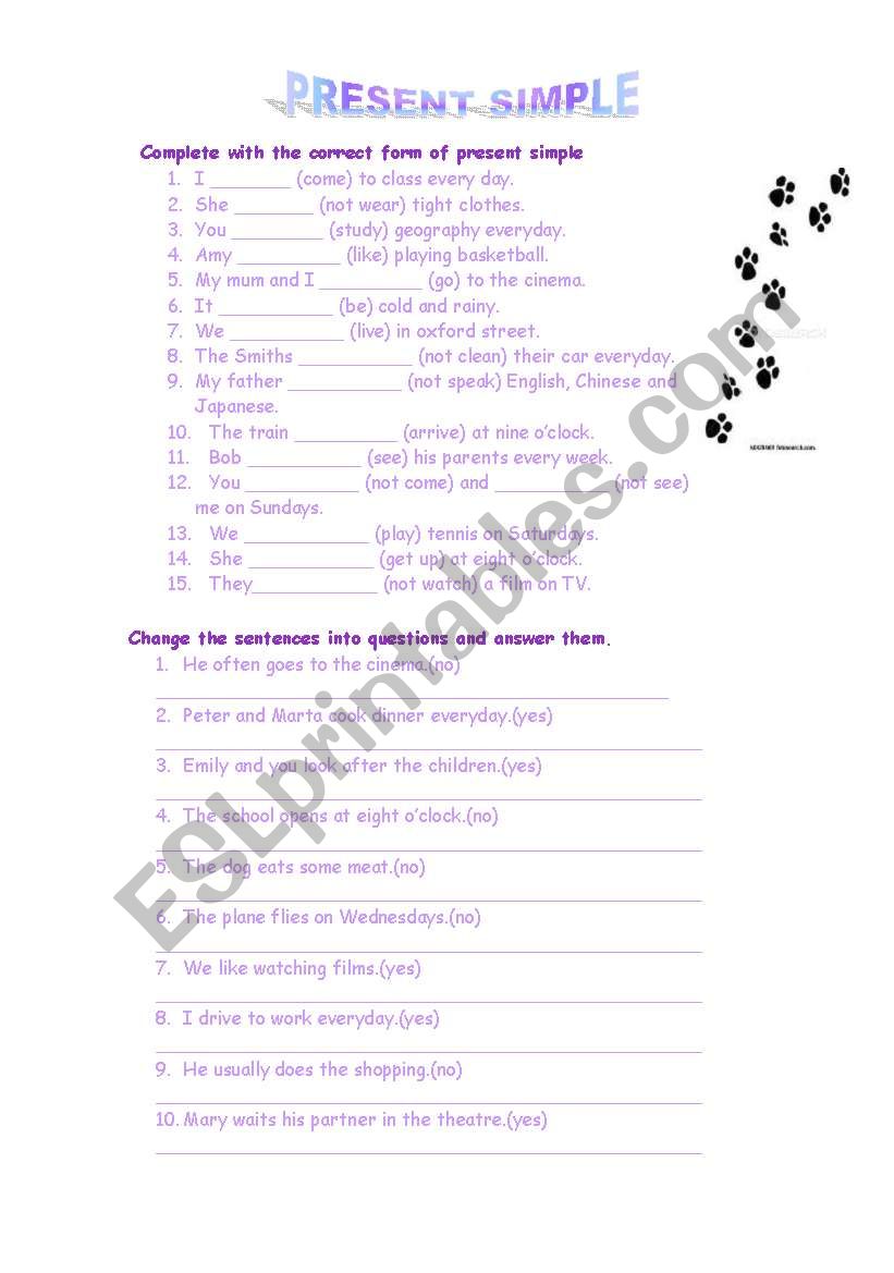 Present Simple worksheet