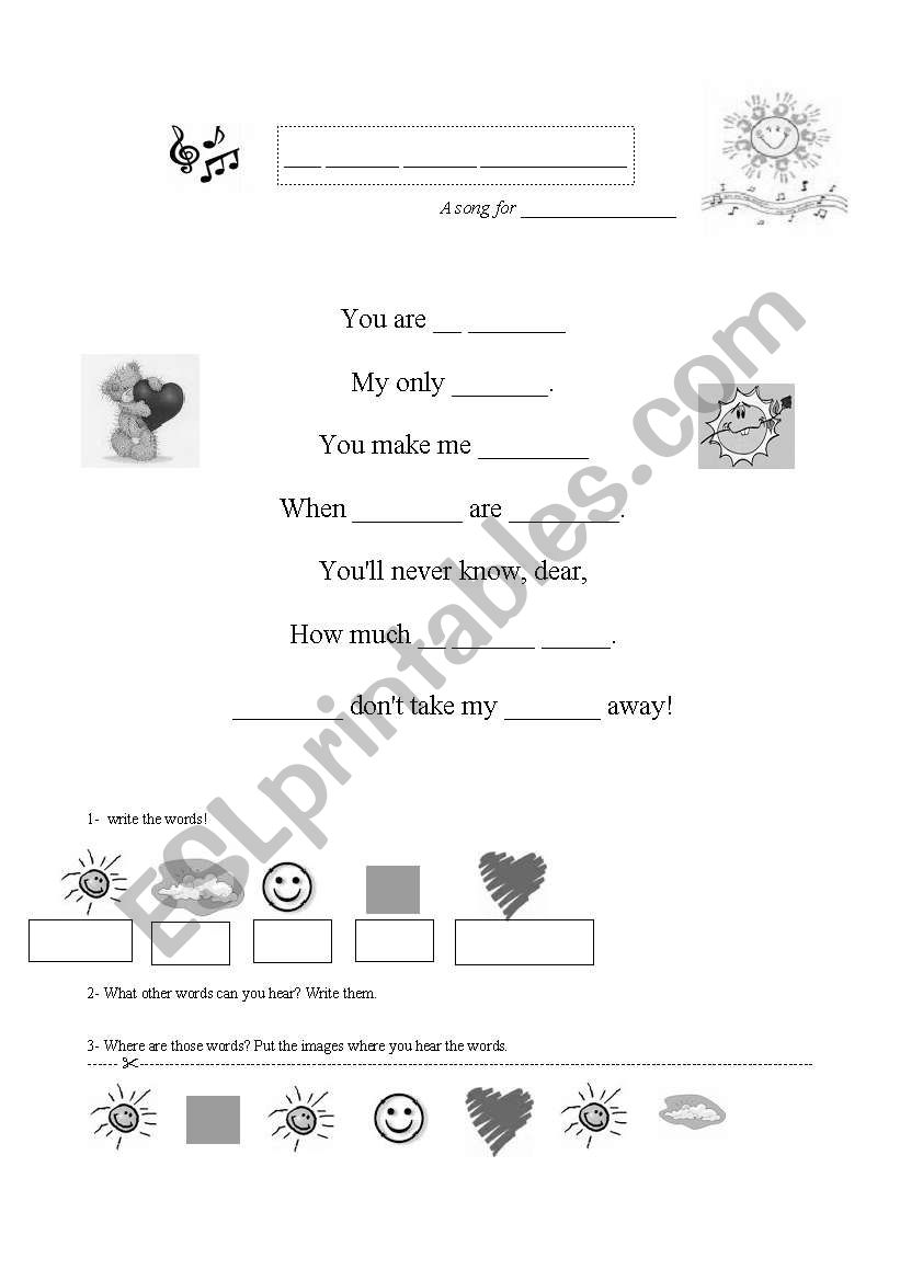 You are my sunshine worksheet