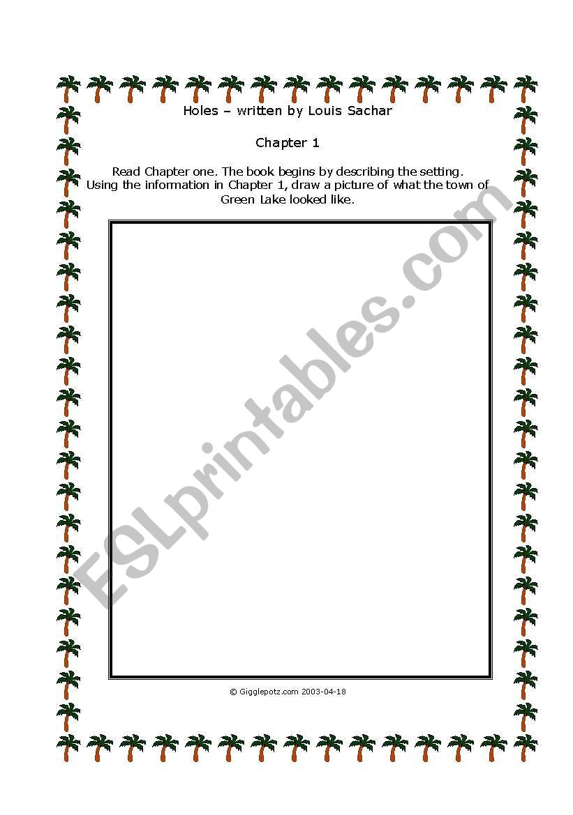 English worksheets Holes chapter 1