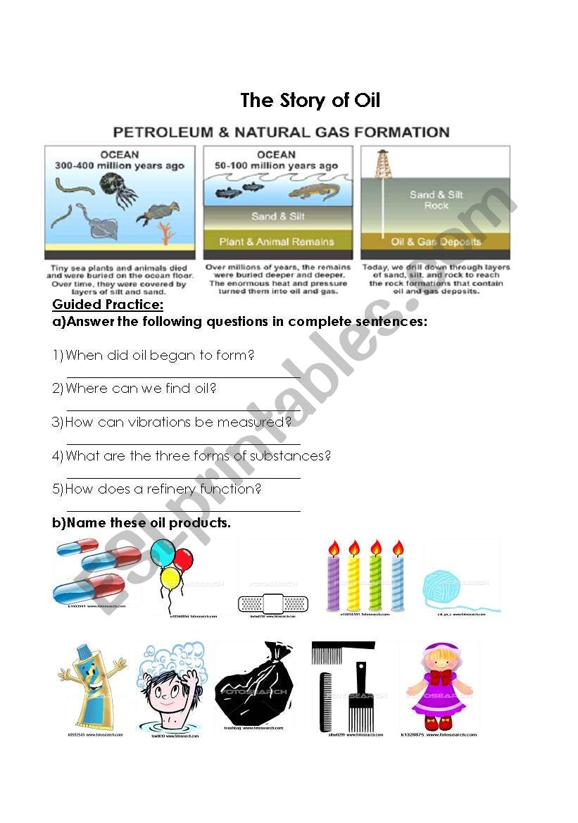 The story of Oil worksheet