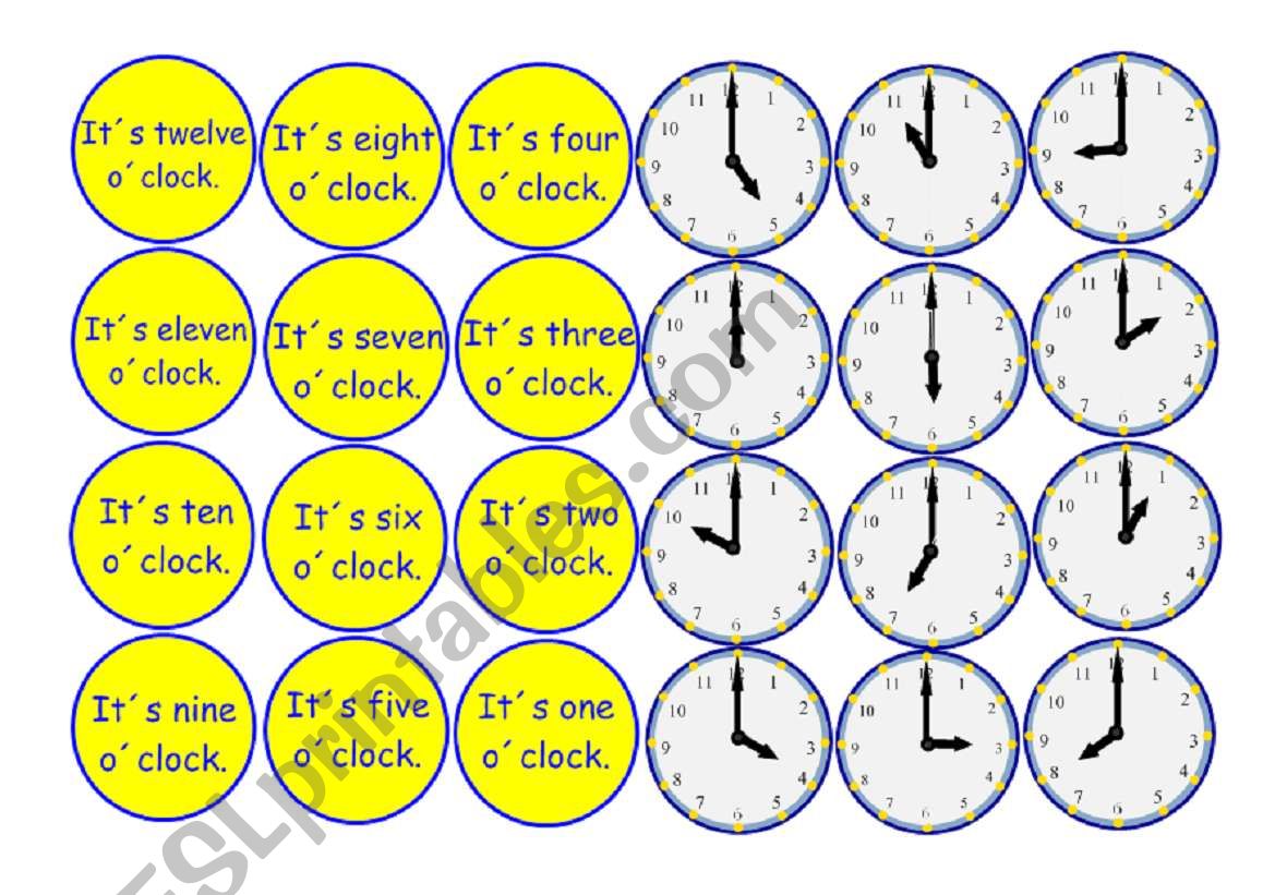Whats the time? - game worksheet
