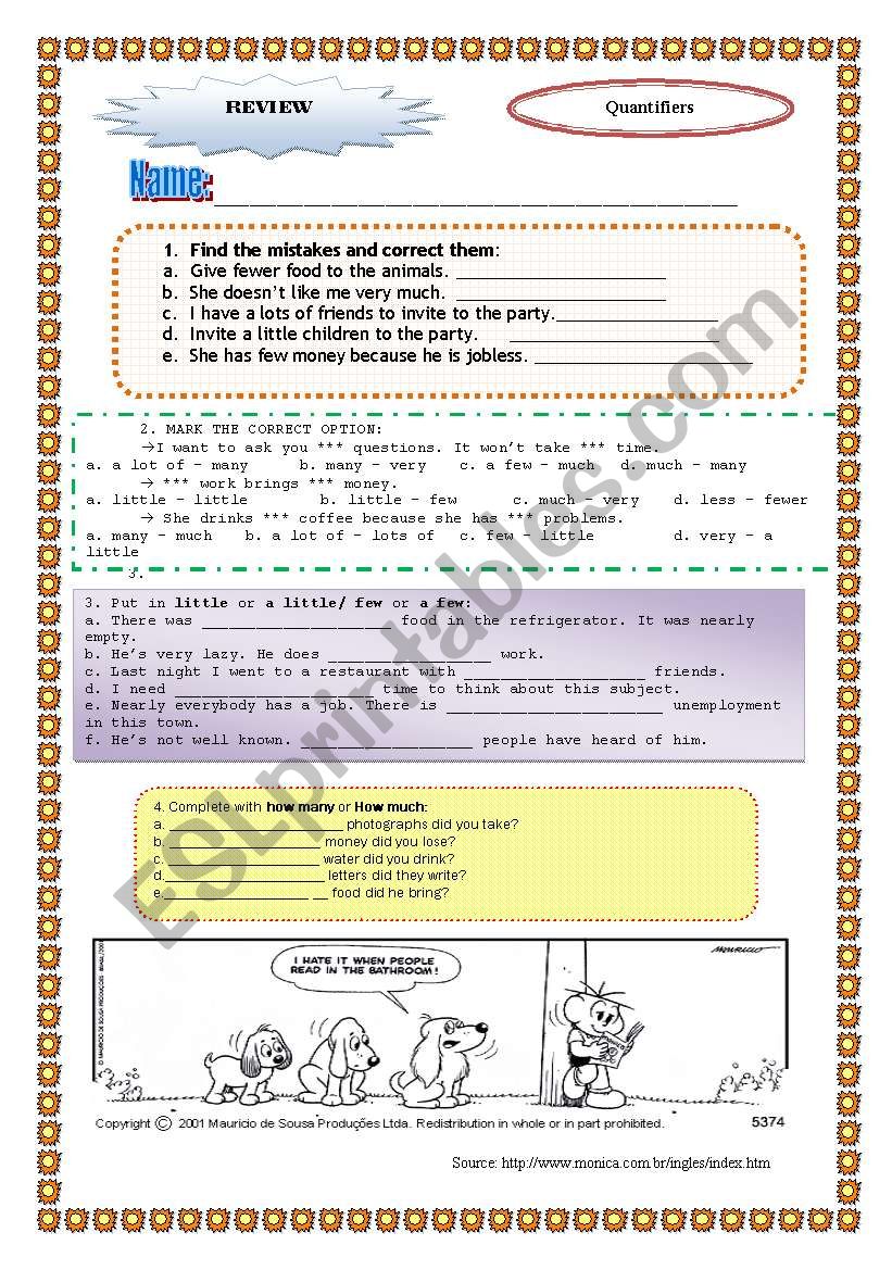 Activity with quantifiers worksheet