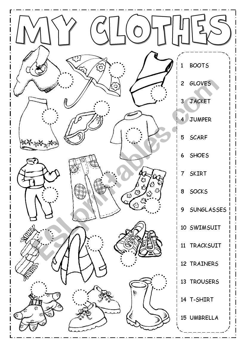 Clothes Pictionary worksheet