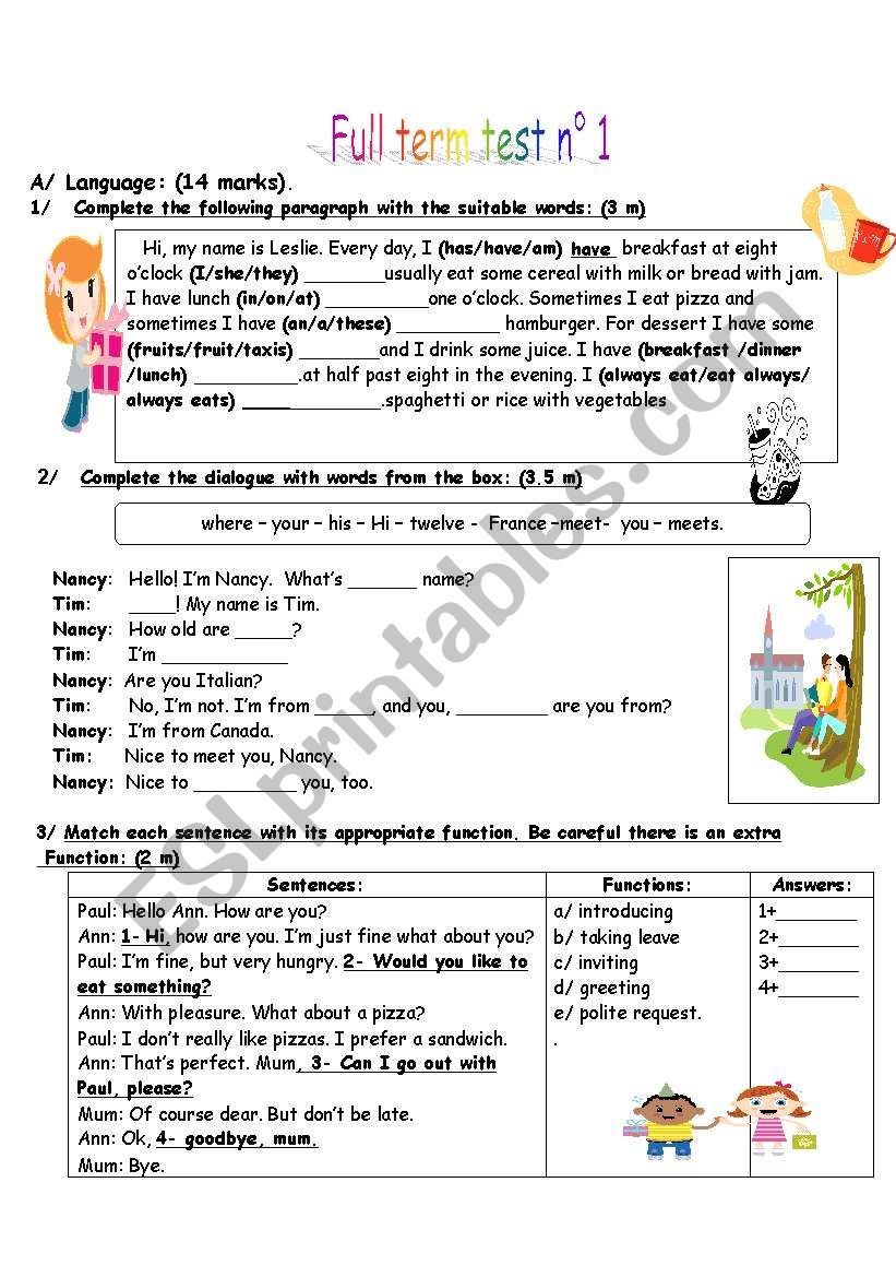 full term test n 1 worksheet