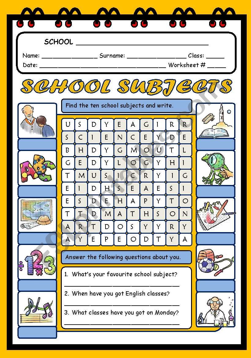 SCHOO OBJECTS worksheet