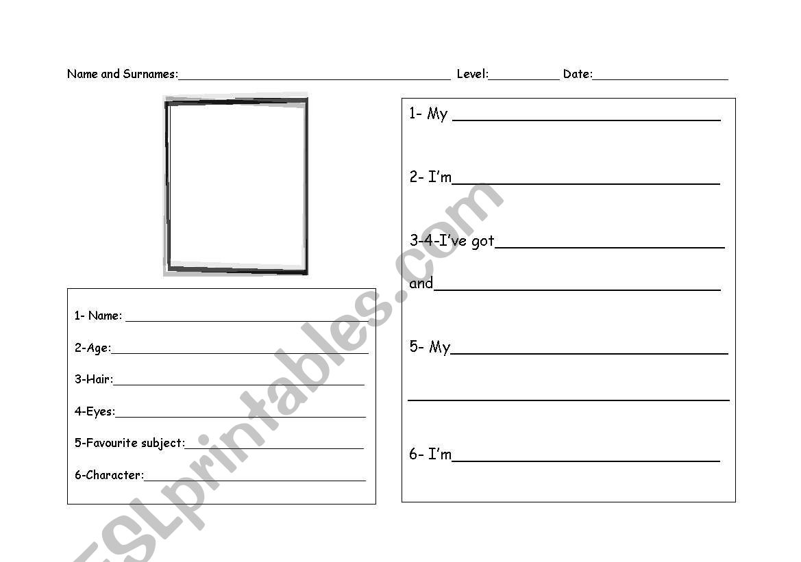 Identify worksheet