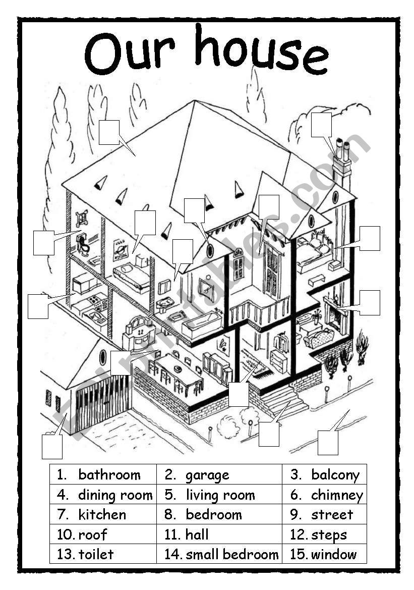 Parts of a house worksheet