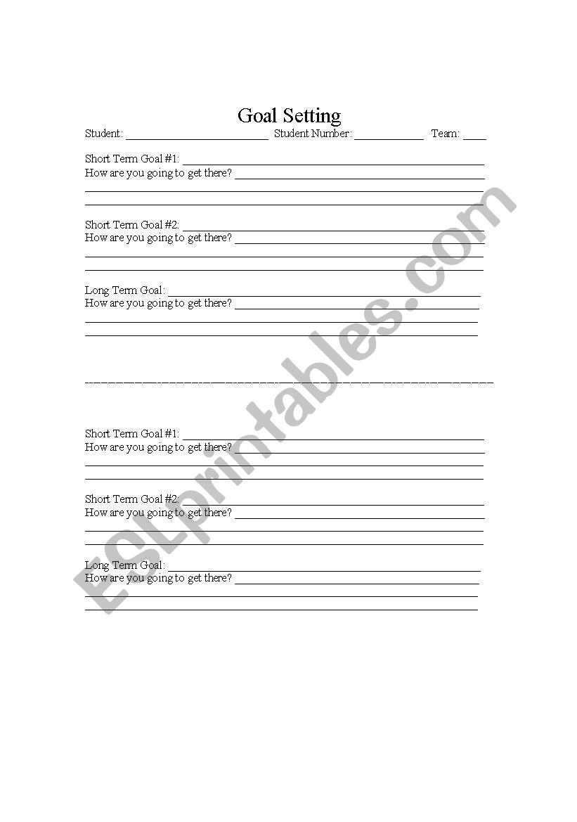 Goal setting worksheet