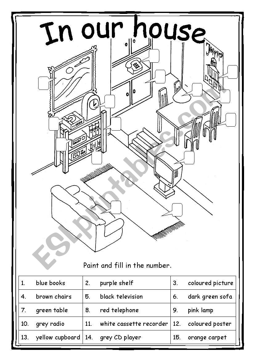 In our house - furniture worksheet
