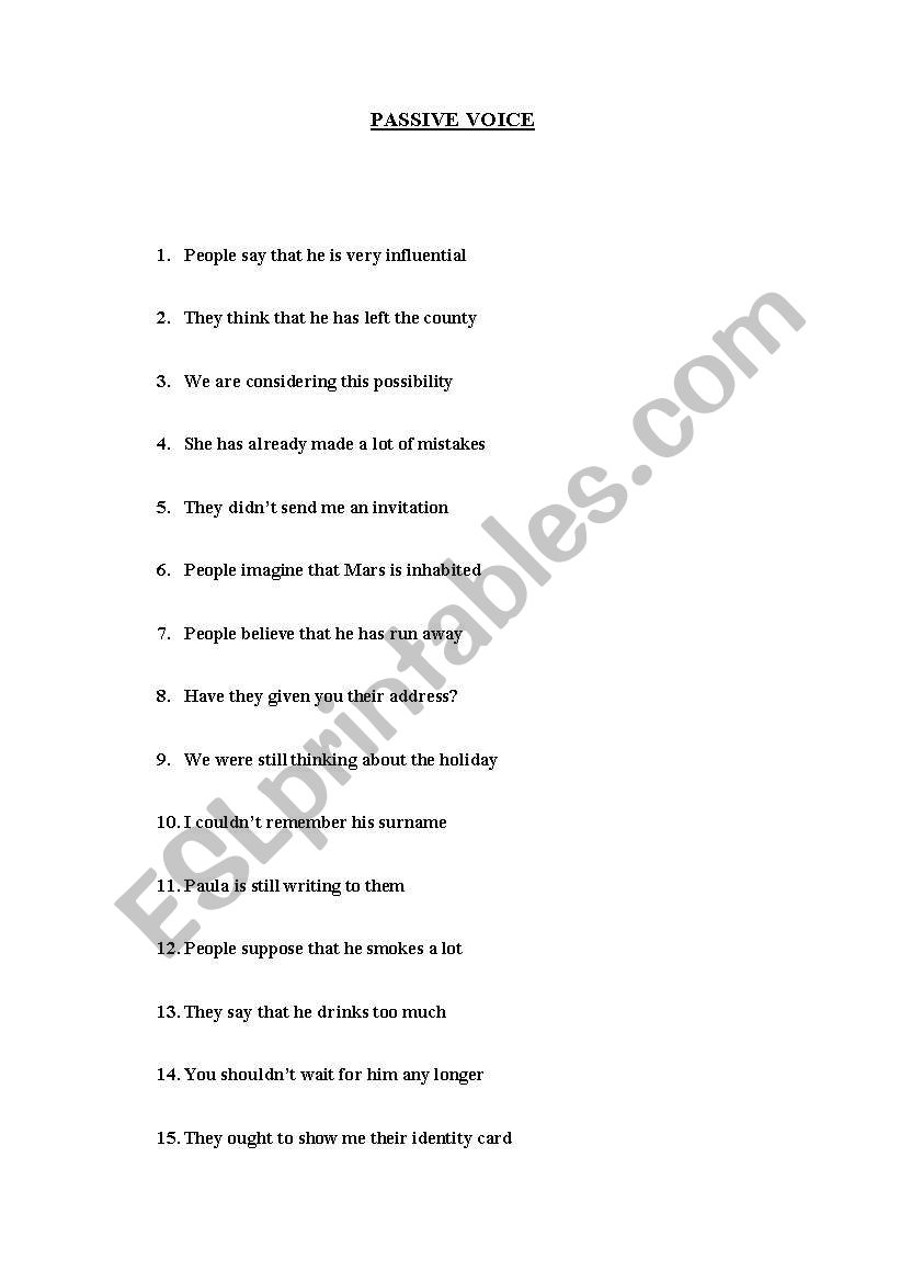 PASSIVE VOICE worksheet