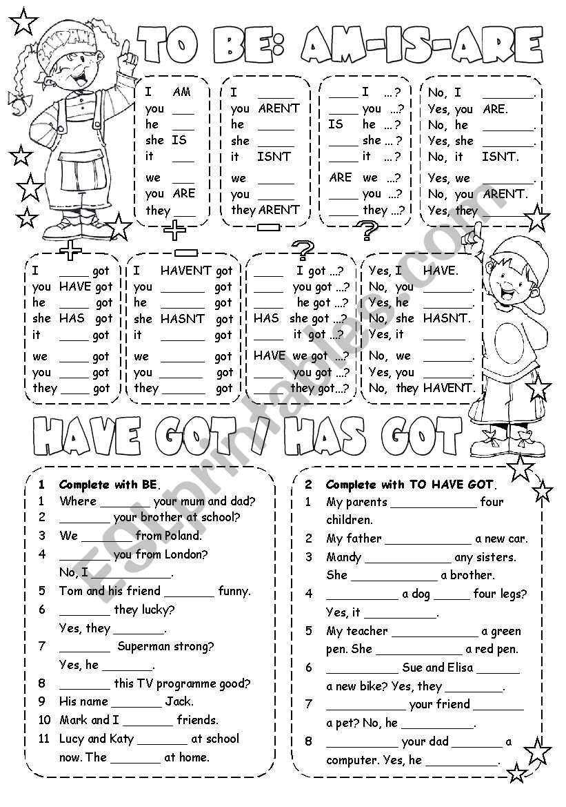 Verb To Be Vs To Have Got Esl Worksheet By Alenka