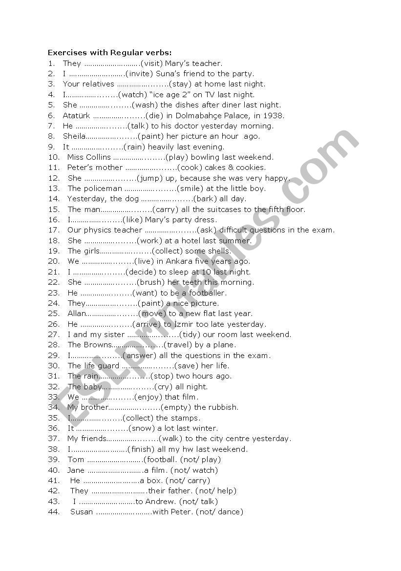 past simple tense exercises worksheet