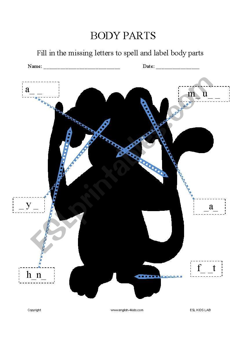 BODY PARTS worksheet