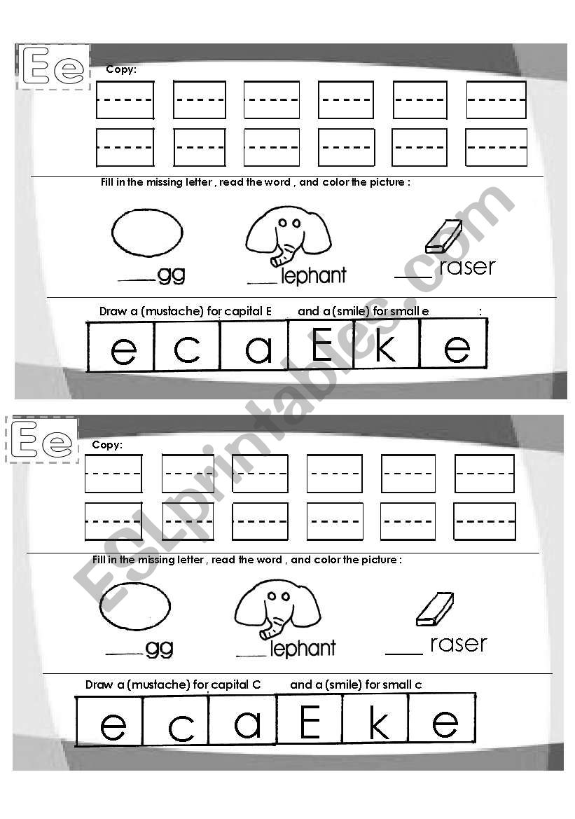 letter e worksheet worksheet