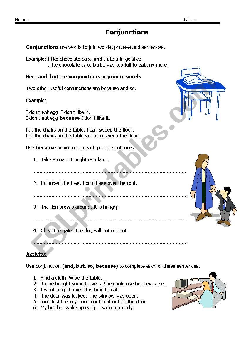 conjunctions worksheet