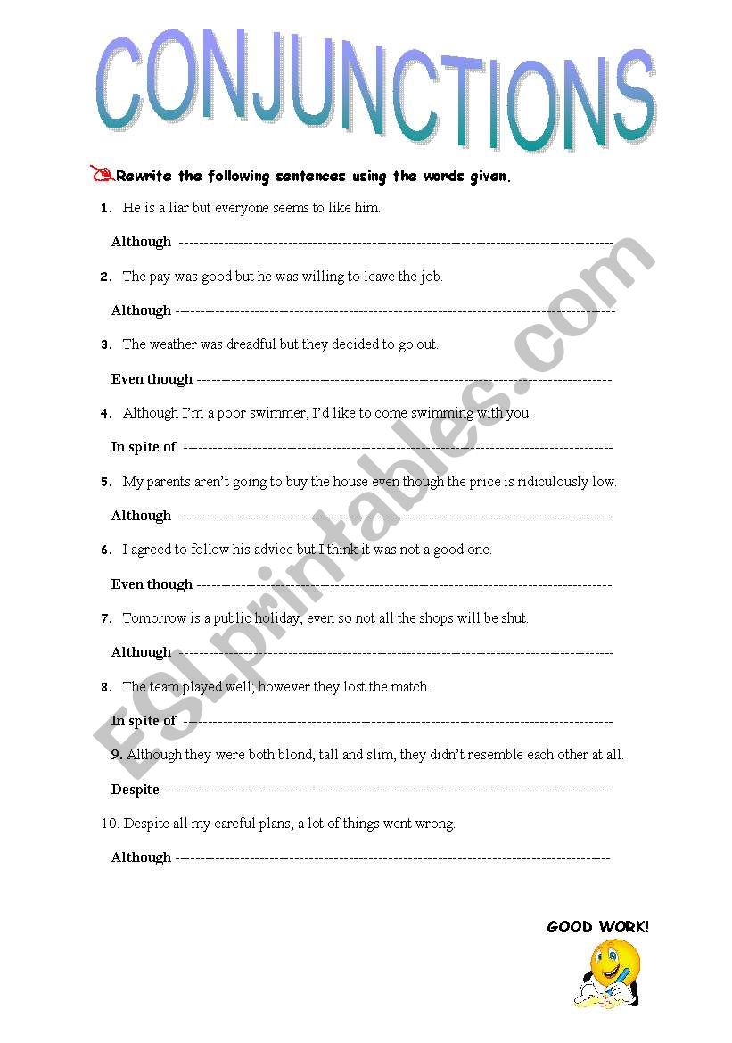 Conjunctions worksheet