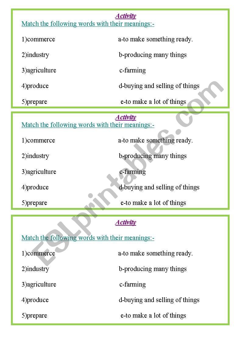 Activity worksheet