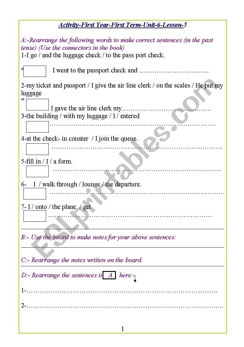 Activity worksheet