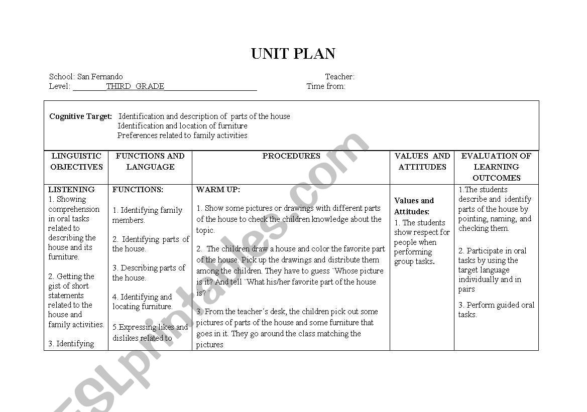 Lesson Plan My Family worksheet