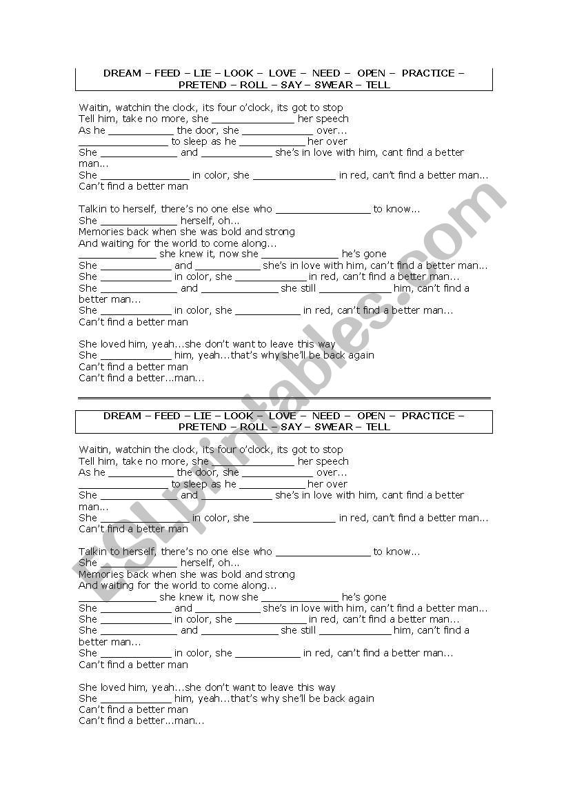 BETTERMAN SONG - PEARL JAM worksheet