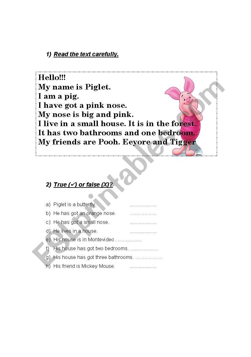 reading comprehension worksheet