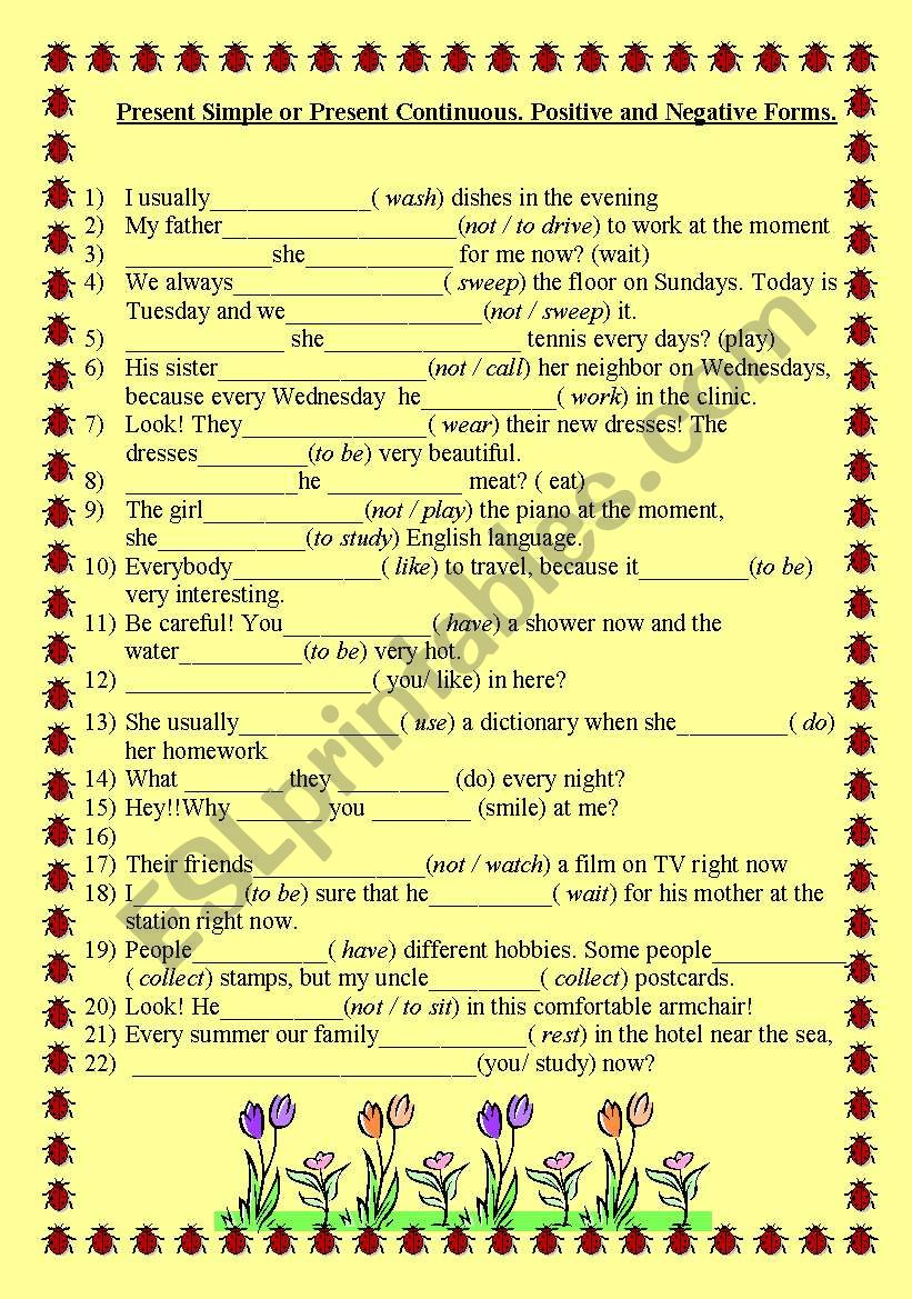 Present simple or continuous? worksheet