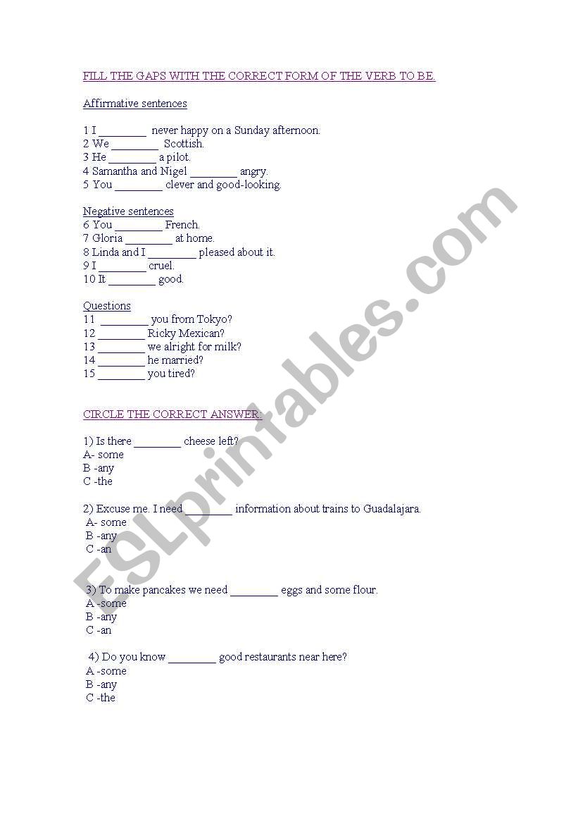 choose much or many worksheet