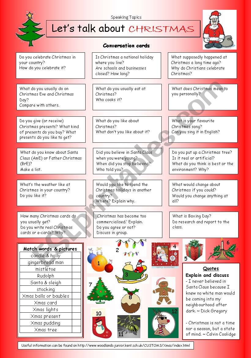 Lets talk about CHRISTMAS worksheet