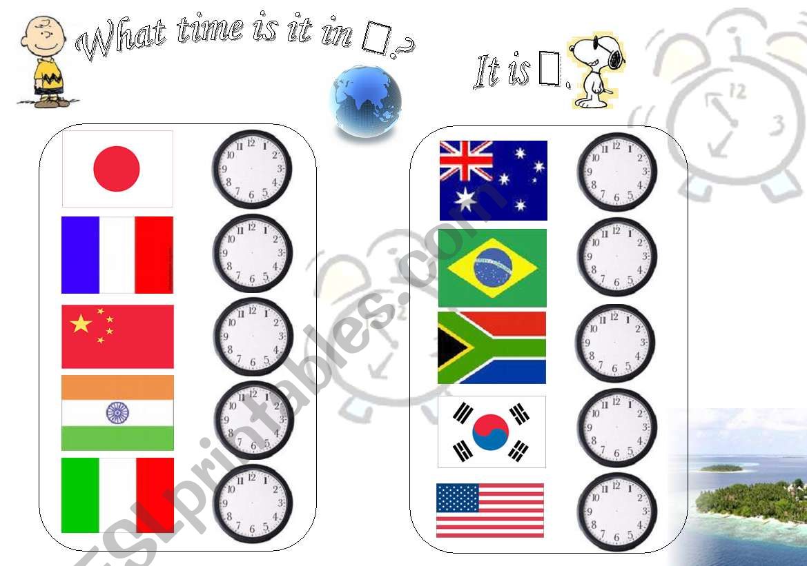What time is it in ---- ? worksheet