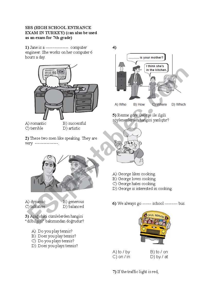 Sample SBS Test worksheet