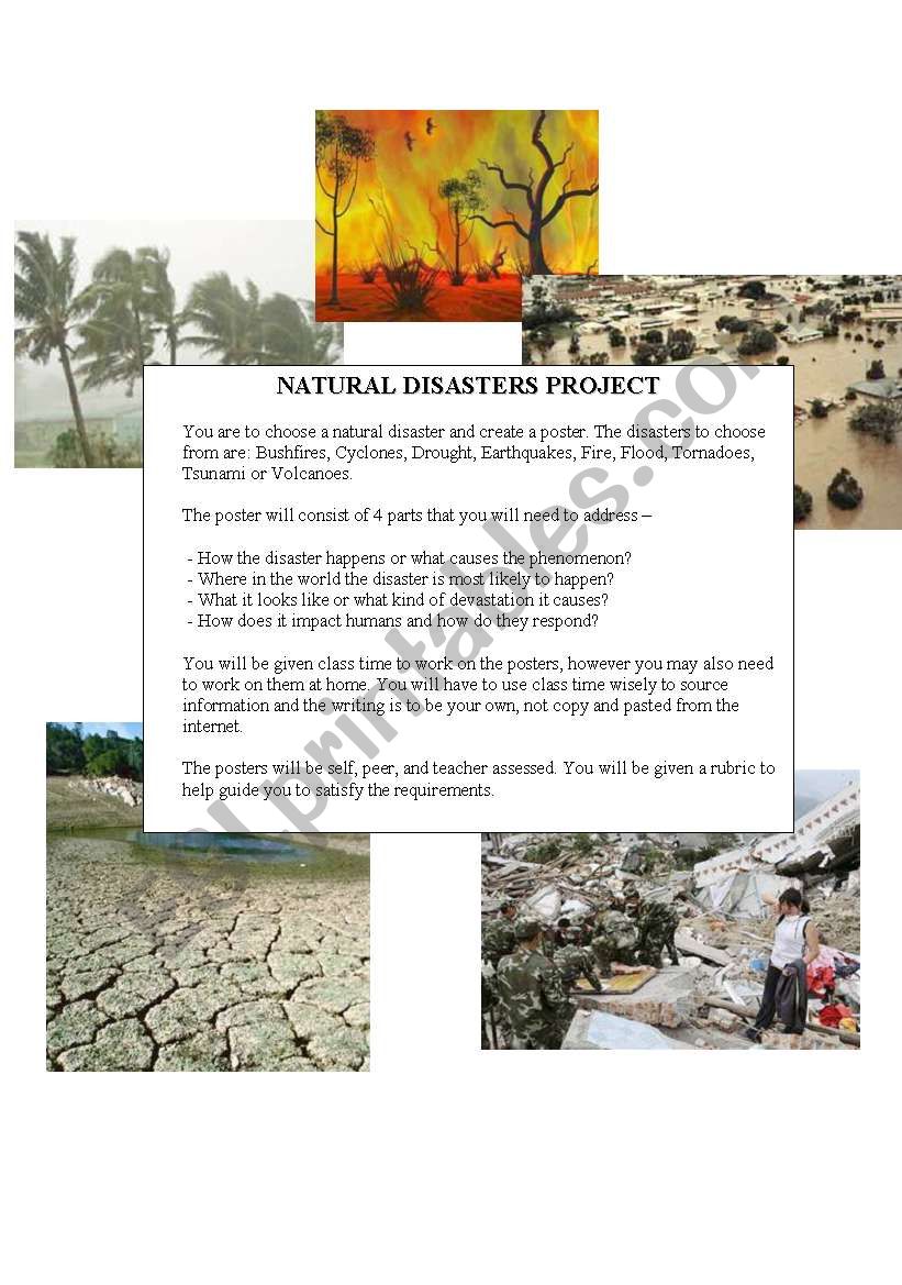 Natural Disasters Project worksheet