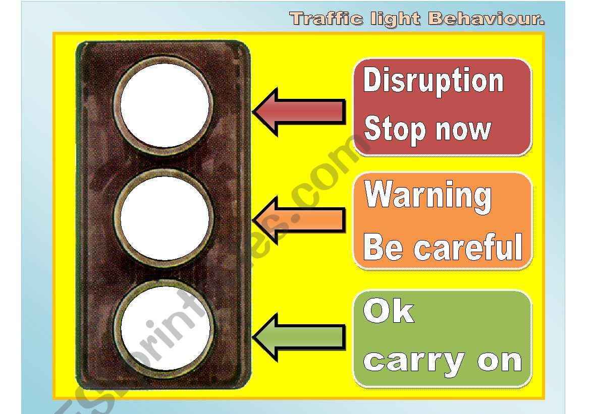 Traffic light behaviour worksheet