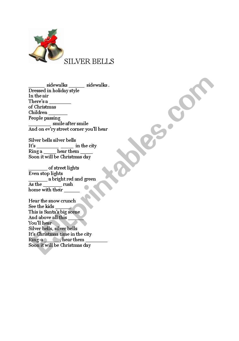 Silver Bells carol worksheet